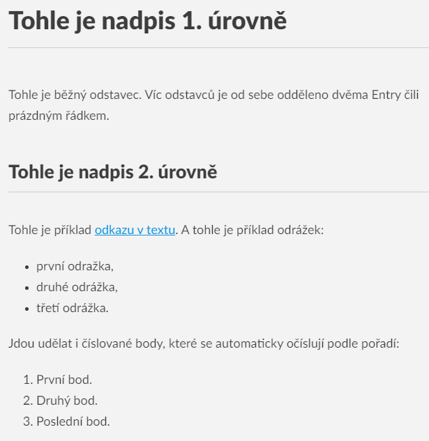 Příklad převedeného Markdownu